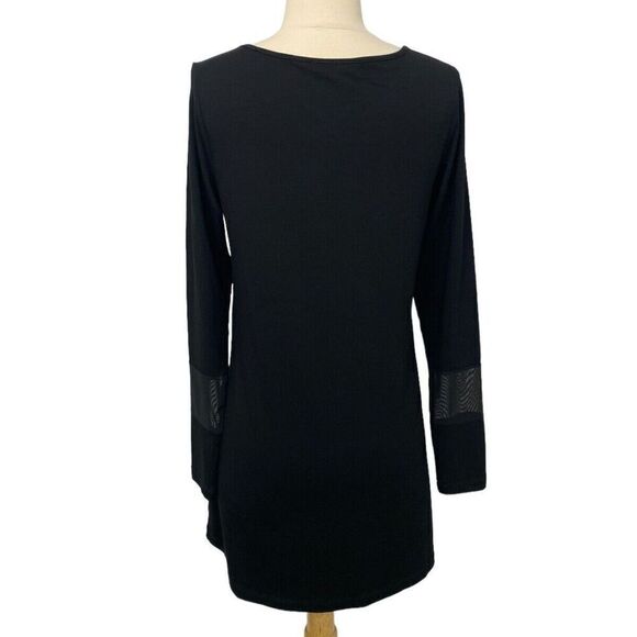 Jane & John Long Slv Black Tunic Viscose Artsy Mixed Fabric Sequin Mesh Size S - Picture 5 of 12